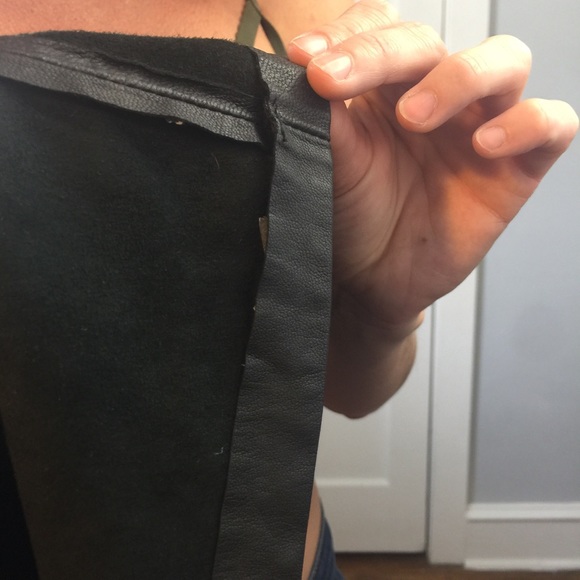 MAJE Genuine Goat Leather Short Sleeve Blouse Top - Picture 7 of 8